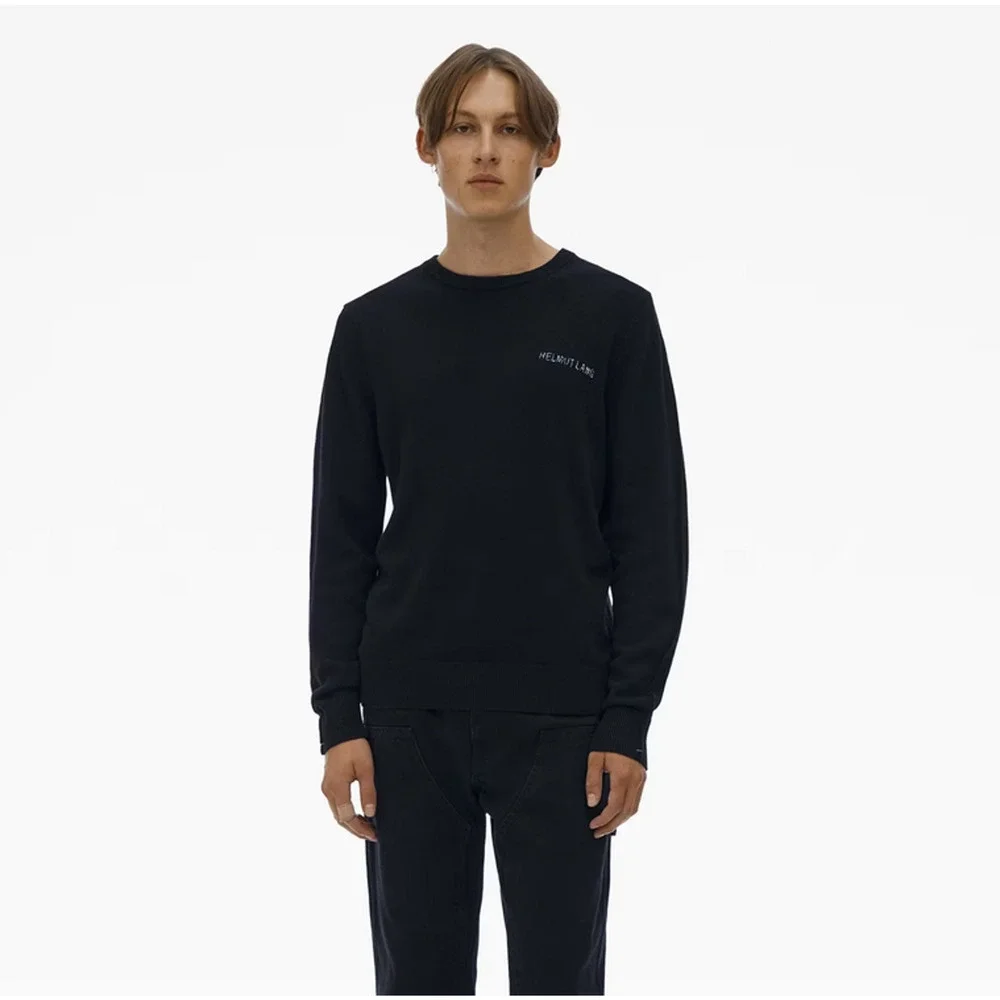 Helmut Lang Embroidered Logo Sweater Black Size L 3319